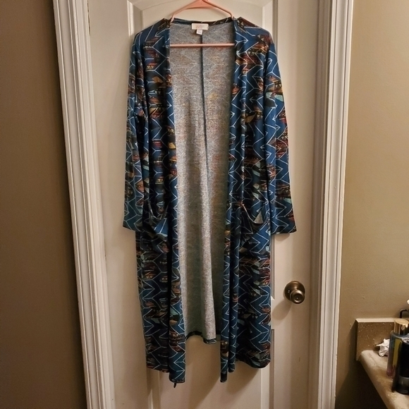 Lularoe Sarah cardigan. Duster. Size large. Aztec print. Like‎ new. - Picture 1 of 8